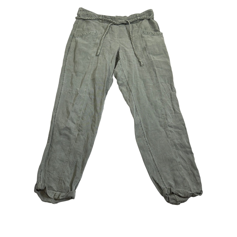 C&C California Jogger Pants Women Large Sage Green Excellent Linen Blend Tapered